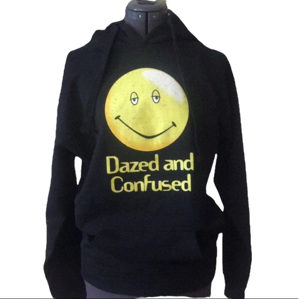 Dazed and Confused Black Smiley Face Hoodie Sweatshirt Size Small